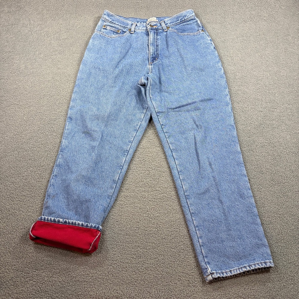 LL Bean Jeans Womens 12 Blue Original Fit Relaxed Fleece Lined 211399 Denim